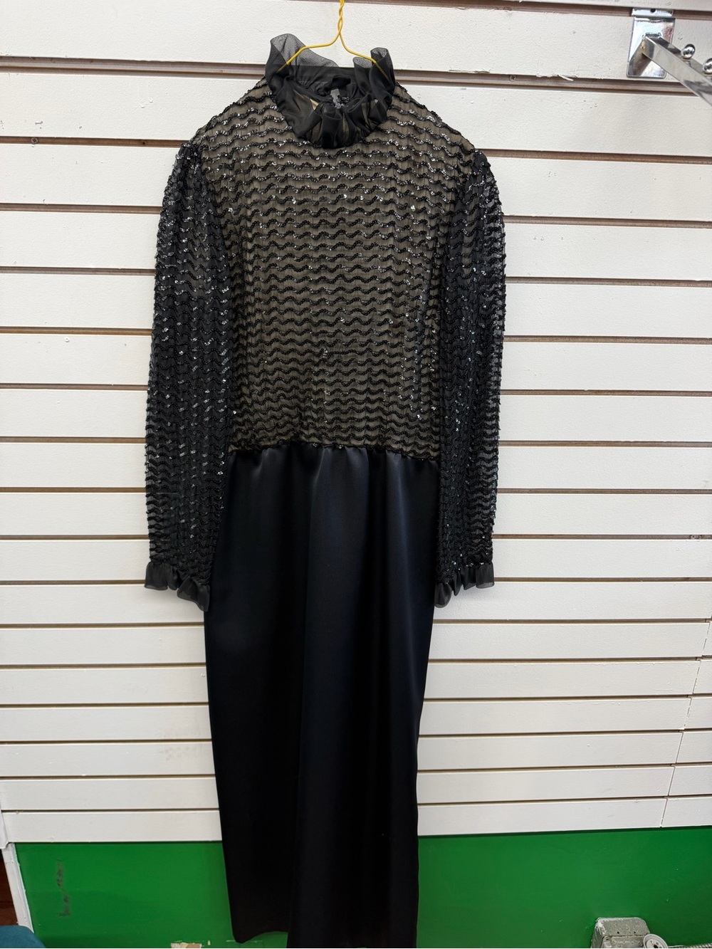 Vintage Nat Kaplan Couture Black Beaded Sheer Formal Maxi Dress